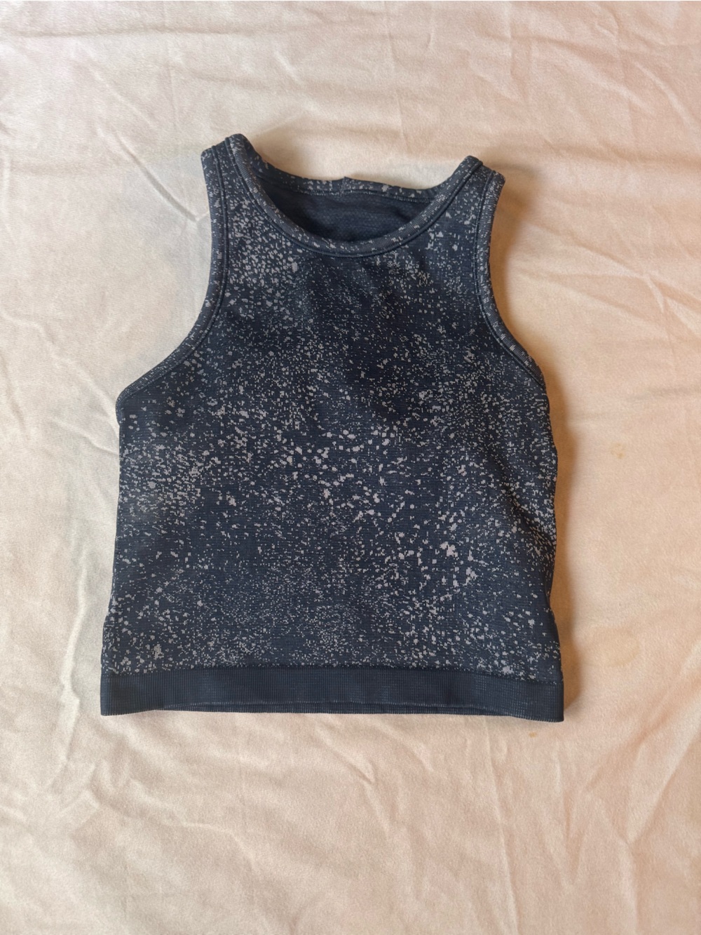 Lululemon Ebb to Street Cropped Tank Size 0 EUC Navy speckles sports bra